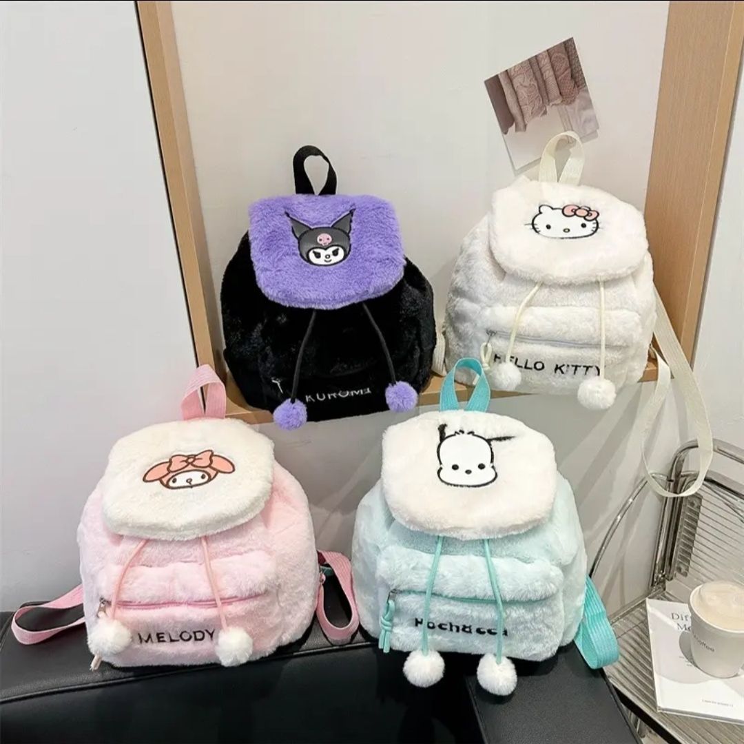 Plush Mini Backpack Soft Bag Makeup Pouch Style Kids Double Shoulder Bag Girls 10 L Backpack