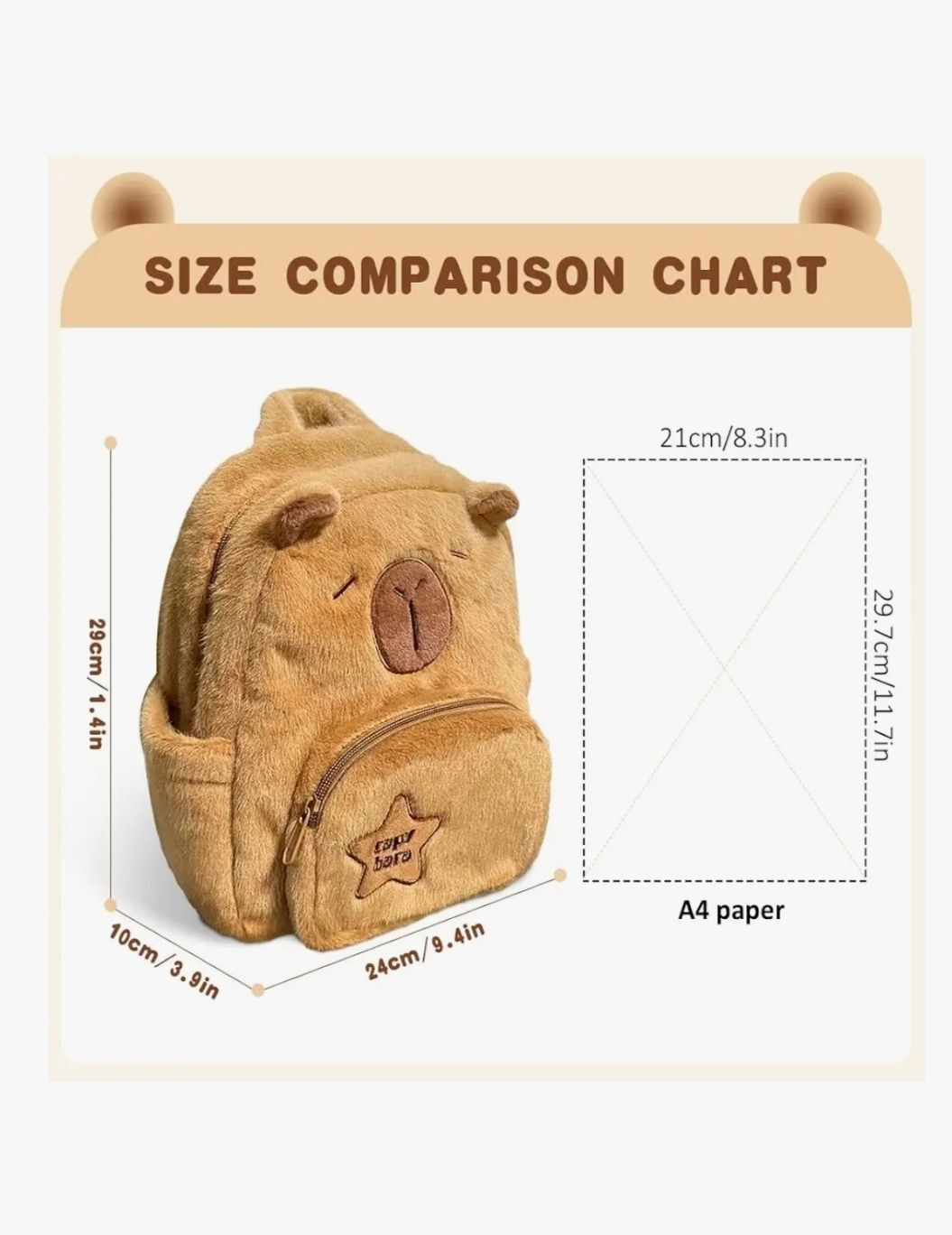 Cute Capybara Bag Kawaii Brown Plush Capybara Backpack Plush Bag