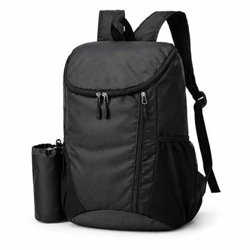 Foldable Backpack 20L Lightweight Water Resistant Travel Backpack with Detachable Bottle Holder, Compact Packable Daypack for Travel, Office, Gym, Hiking and Daily Use, Black