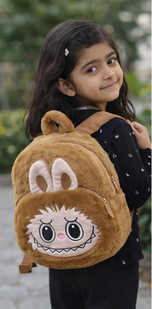Plush Toddler Backpack for Girl Cute Furry Cartoon Kids Bag Preschool Bag 5 L Backpack