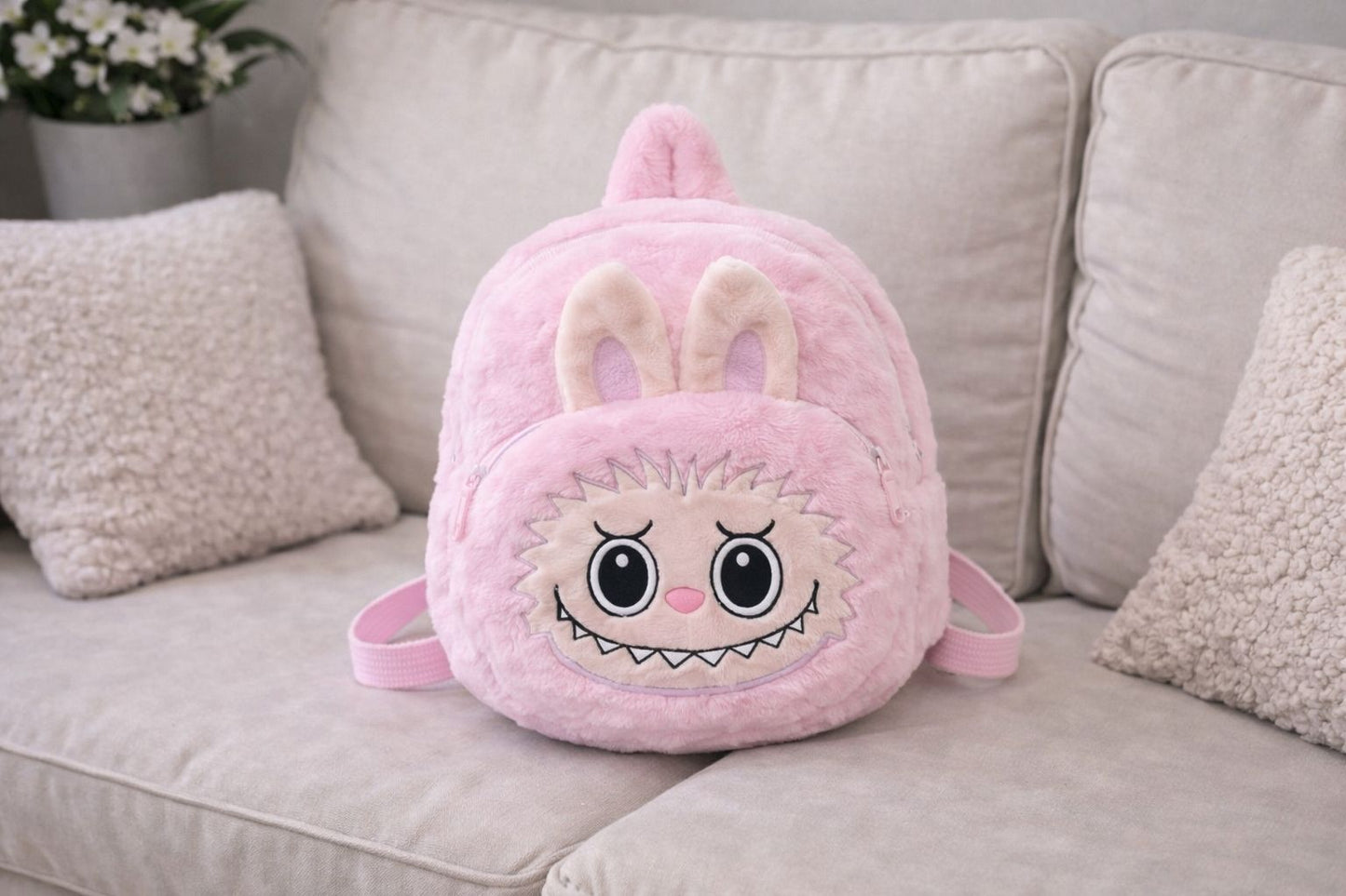 Plush Toddler Backpack for Girl Cute Furry Cartoon Kids Bag Preschool Bag 5 L Backpack