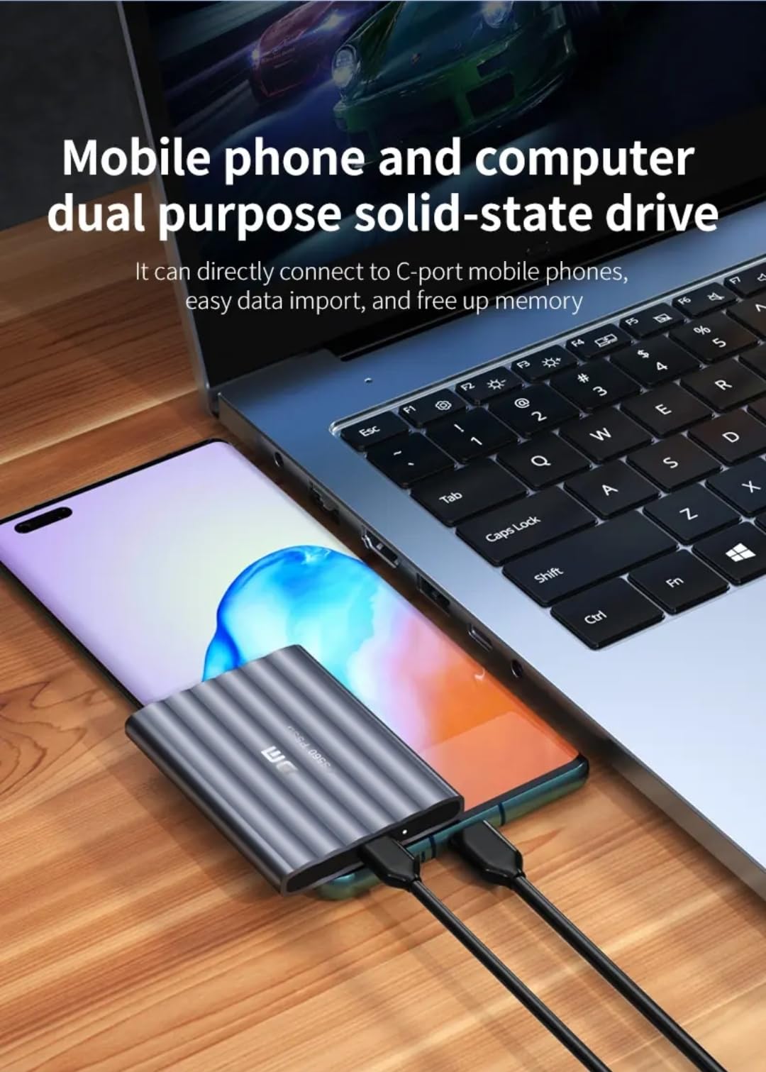 DM Ultra-Slim Portable External SSD, 1TB Storage Capacity, Metal Alloy Body with Heat Dissipation, 10mm Thickness, 60g Lightweight Design, USB Type-C Compatible