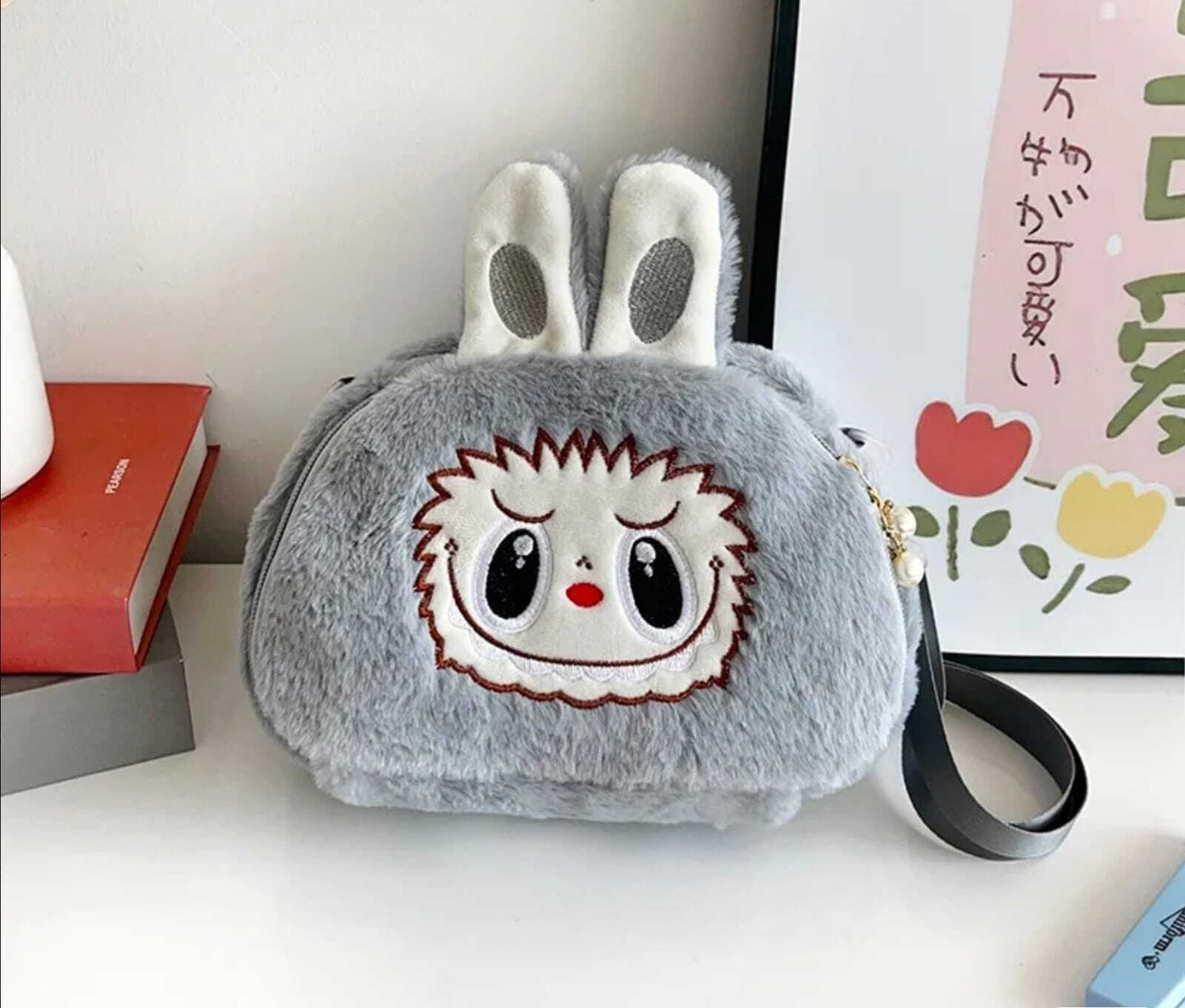 Labubu Plush Shoulder Bag-Cartoon Monster Crossbody Handbag-Small Phone Purse Shoulder Bag