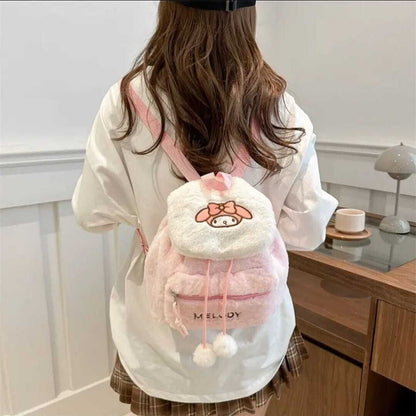 Plush Mini Backpack Soft Bag Makeup Pouch Style Kids Double Shoulder Bag Girls 10 L Backpack