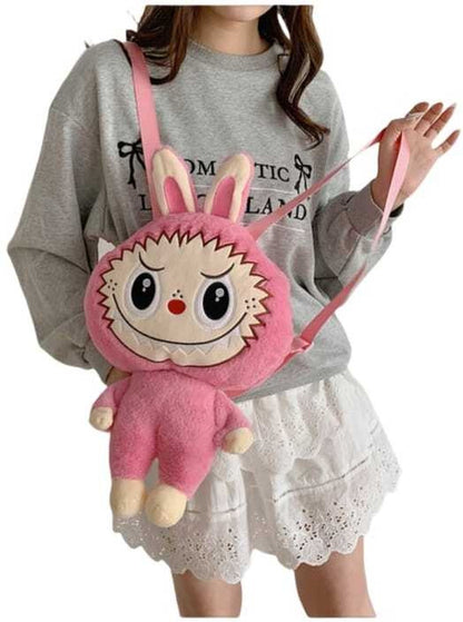 Kids Cute Monster Plush Backpack,Girls Cute Cartoon Soft Plush Toy+Bag 0.09 L Backpack