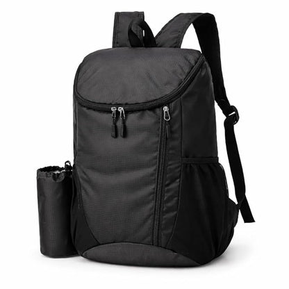 Foldable Backpack 20L Lightweight Water Resistant Travel Backpack with Detachable Bottle Holder, Compact Packable Daypack for Travel, Office, Gym, Hiking and Daily Use, Black
