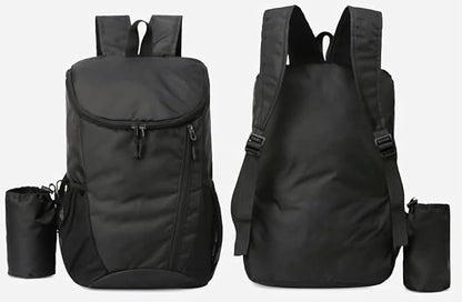 Foldable Backpack 20L Lightweight Water Resistant Travel Backpack with Detachable Bottle Holder, Compact Packable Daypack for Travel, Office, Gym, Hiking and Daily Use, Black