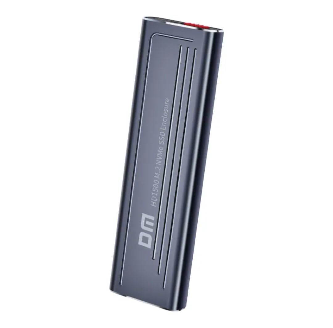 DM M.2 NVMe SSD Enclosure, USB 3.0 External Hard Drive Case with USB and Type-C Cable, Grey