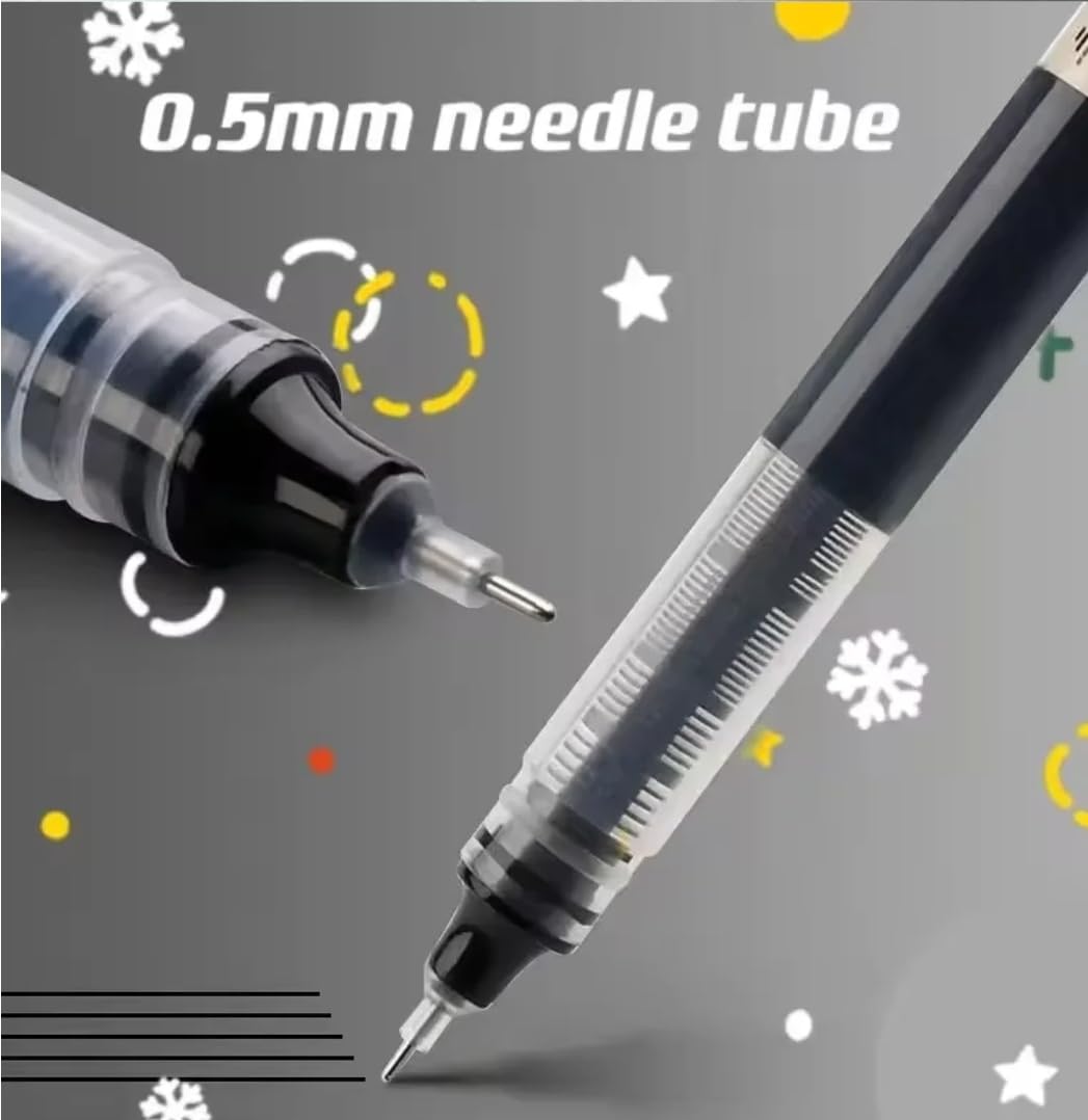Saave 0.5mm Roller Pen, Straight Liquid Rollerball Gel Pen, School Office Stationery, Pack of 12