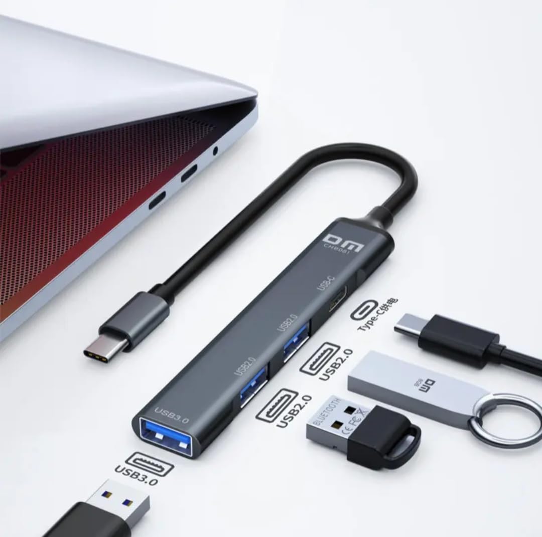 USB 3.0 Hub with Type-C, 4-Port High Speed Data Transfer Hub, 320MB/s