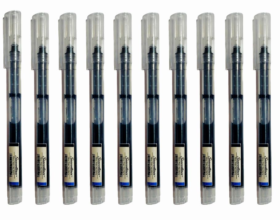 Saave 0.5mm Roller Pen, Straight Liquid Rollerball Gel Pen, School Office Stationery, Pack of 12