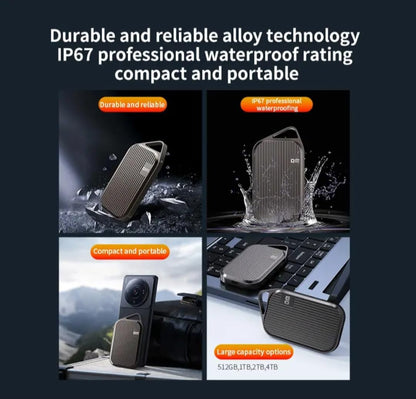 Portable External SSD, 20Gbps Speed, IP67 Waterproof, Multi-OS Compatible, 1TB Storage