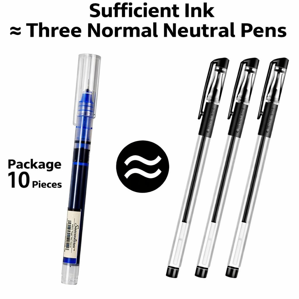 Saave 0.5mm Roller Pen, Straight Liquid Rollerball Gel Pen, School Office Stationery, Pack of 12