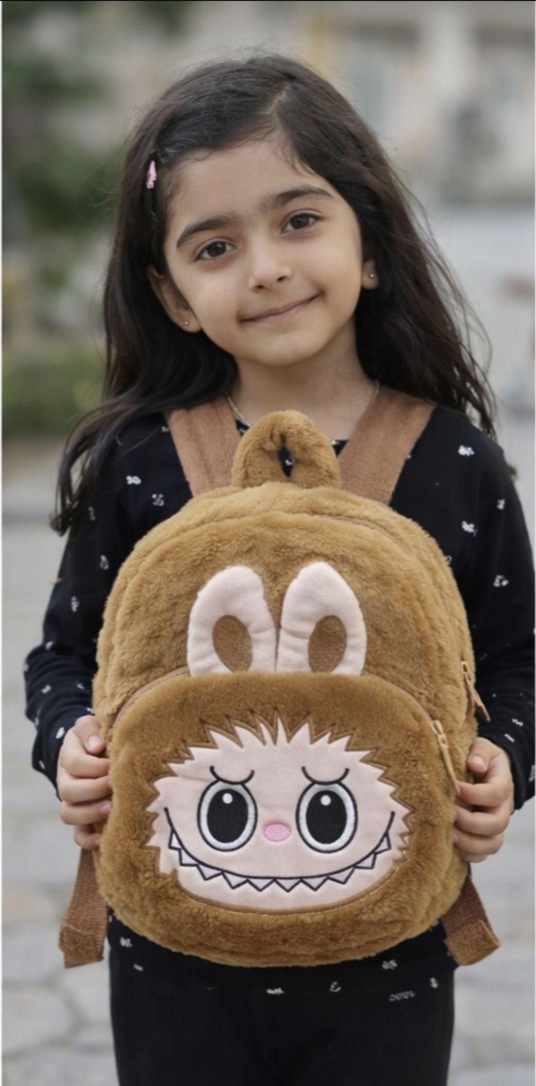 Plush Toddler Backpack for Girl Cute Furry Cartoon Kids Bag Preschool Bag 5 L Backpack