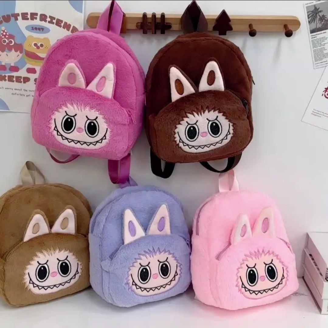 Plush Toddler Backpack for Girl Cute Furry Cartoon Kids Bag Preschool Bag 5 L Backpack