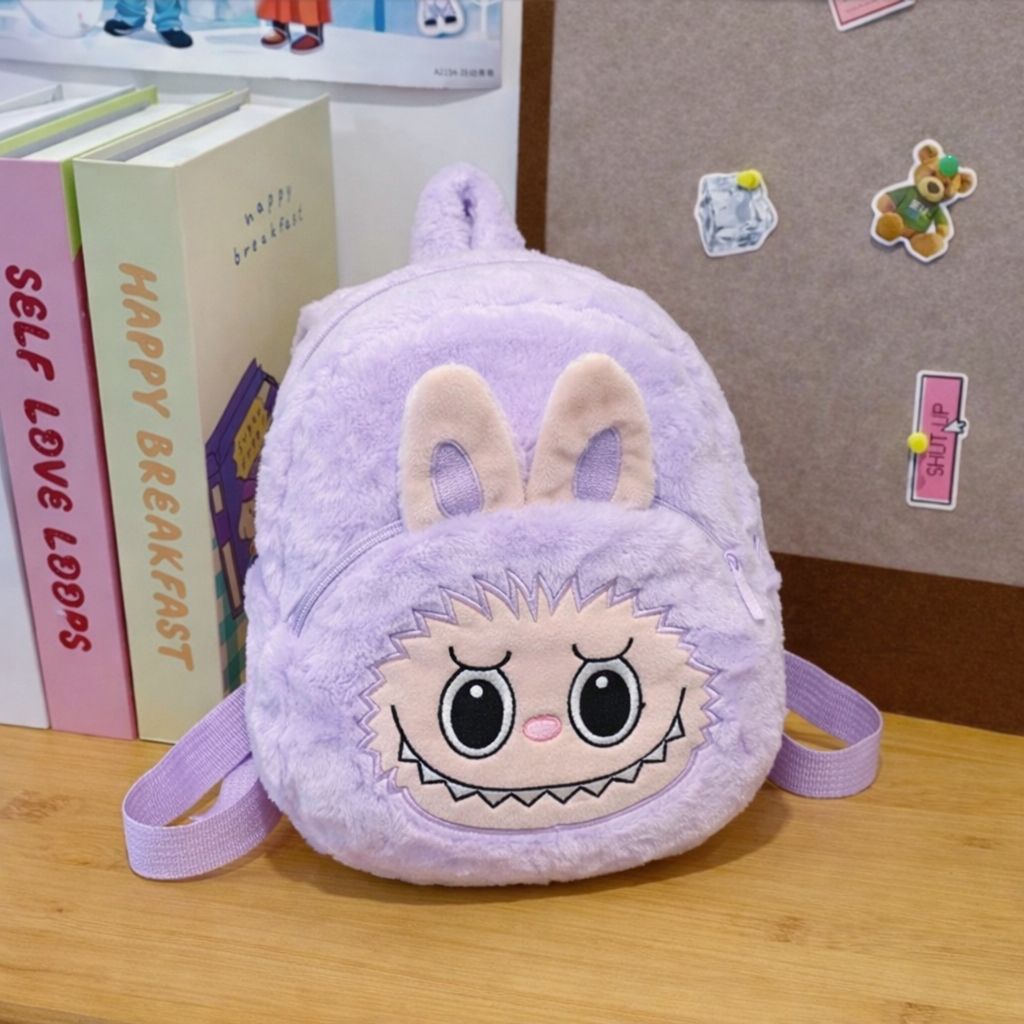 Plush Toddler Backpack for Girl Cute Furry Cartoon Kids Bag Preschool Bag 5 L Backpack