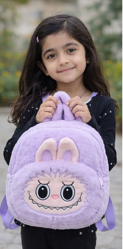 Plush Toddler Backpack for Girl Cute Furry Cartoon Kids Bag Preschool Bag 5 L Backpack