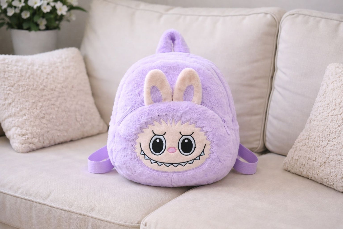 Plush Toddler Backpack for Girl Cute Furry Cartoon Kids Bag Preschool Bag 5 L Backpack