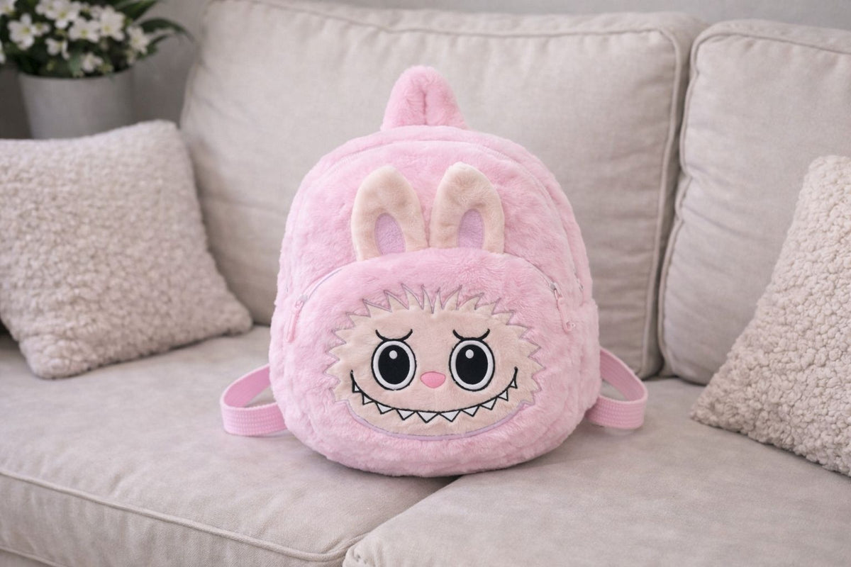 Plush Toddler Backpack for Girl Cute Furry Cartoon Kids Bag Preschool Bag 5 L Backpack