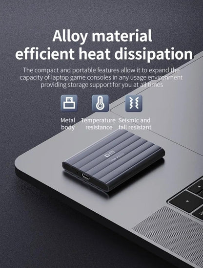DM Ultra-Slim Portable External SSD, 1TB Storage Capacity, Metal Alloy Body with Heat Dissipation, 10mm Thickness, 60g Lightweight Design, USB Type-C Compatible