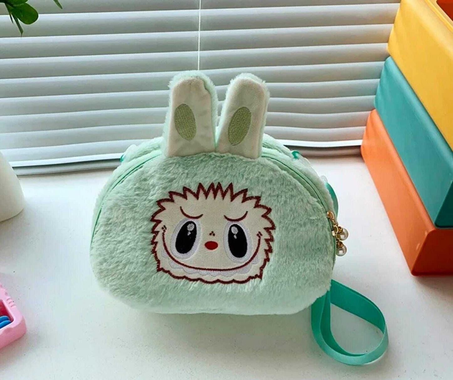 Labubu Plush Shoulder Bag-Cartoon Monster Crossbody Handbag-Small Phone Purse Shoulder Bag